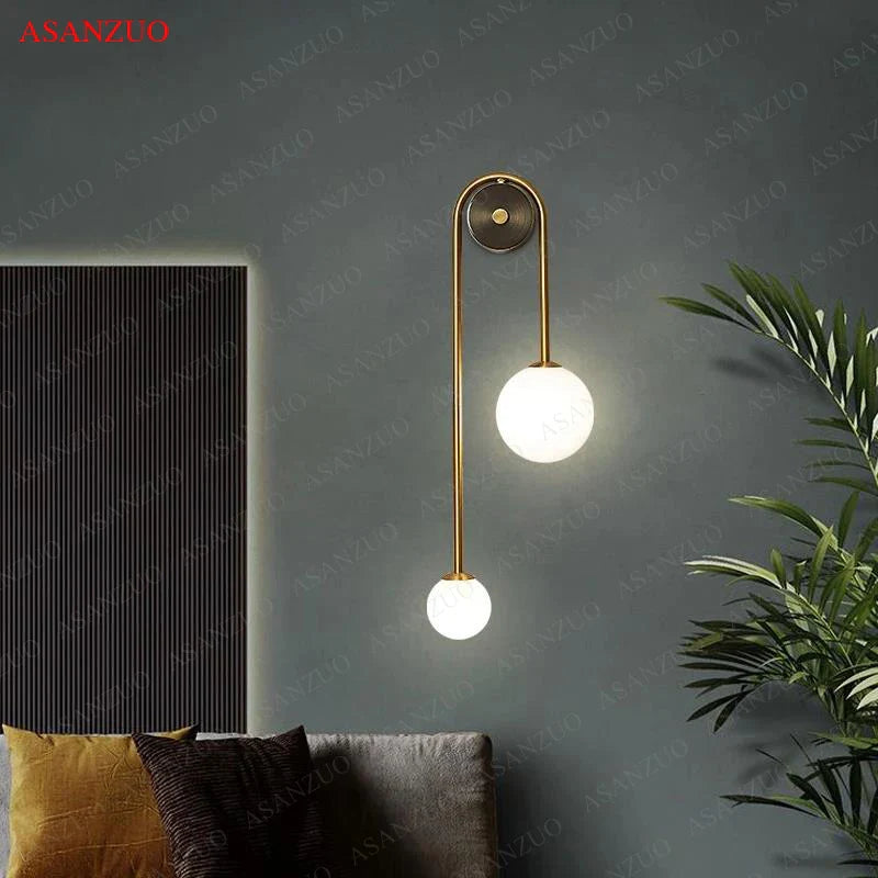 Afralia™ Glass Ball Gold LED Wall Lamp for Modern Home Decor & Lighting