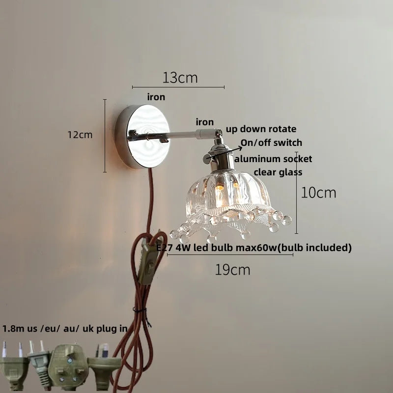 Afralia™ Clear Glass LED Wall Lamp Pull Chain Switch Modern Up Down Rotatable Stair Light Fixtures