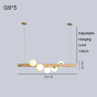 Afralia™ Nordic Walnut Glass Pendant Chandelier - Dimmable Restaurant Decor Lighting