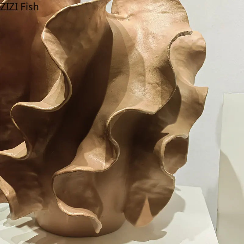 Afralia™ Wave Wrinkle Resin Vase | Abstract Crafts Flower Pot | Desk Decoration | Artistic Floral Arrangement