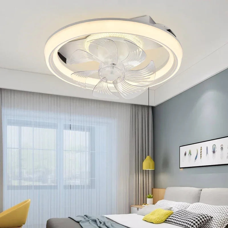 Afralia™ Nordic Wind Hotel Living Room LED Fan Light Bedroom 110V-220V Ceiling Fan