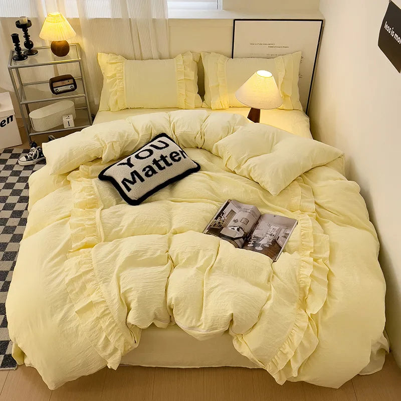 Afralia™ Lace Patchwork Duvet Cover Set, Soft Microfiber, Full Queen Size Bed Linen Pillowcase