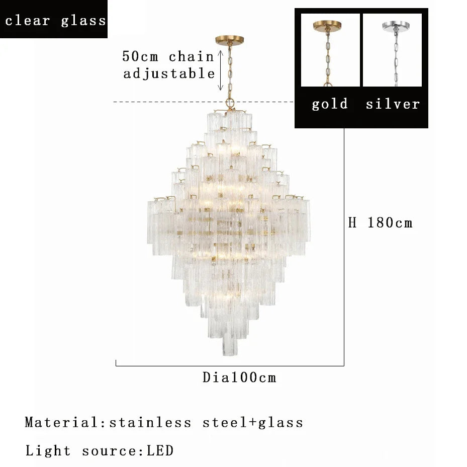 Afralia™ Classic Gray Glass Large Pendant Light - Vintage Lobby Hanglamp Lamparas