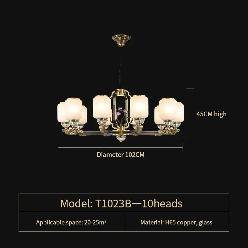 Afralia™ Zen Copper Chandelier with Jade for Living Room & Restaurant