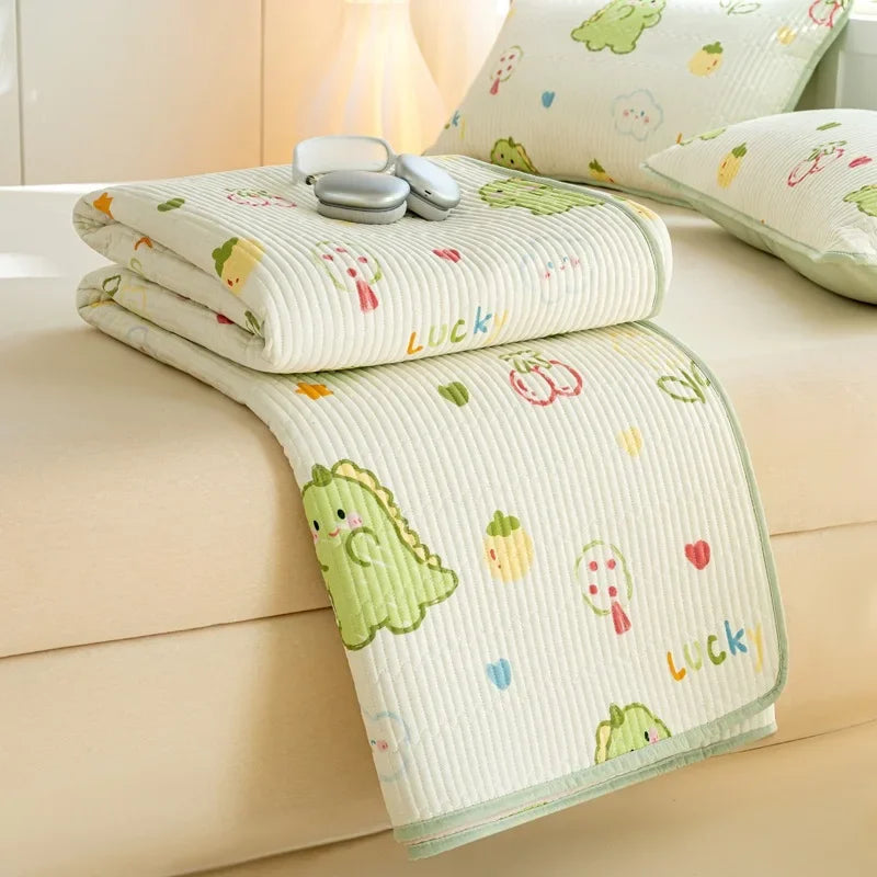 Afralia™ Cartoon Pattern Cotton Single Mattress Mat: Summer Comfort & Non-Slip Performance