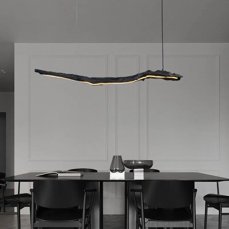 Afralia™ Personality LED Strip Lights: Black Wabi-sabi Chandelier for Home, Office, and Cafe