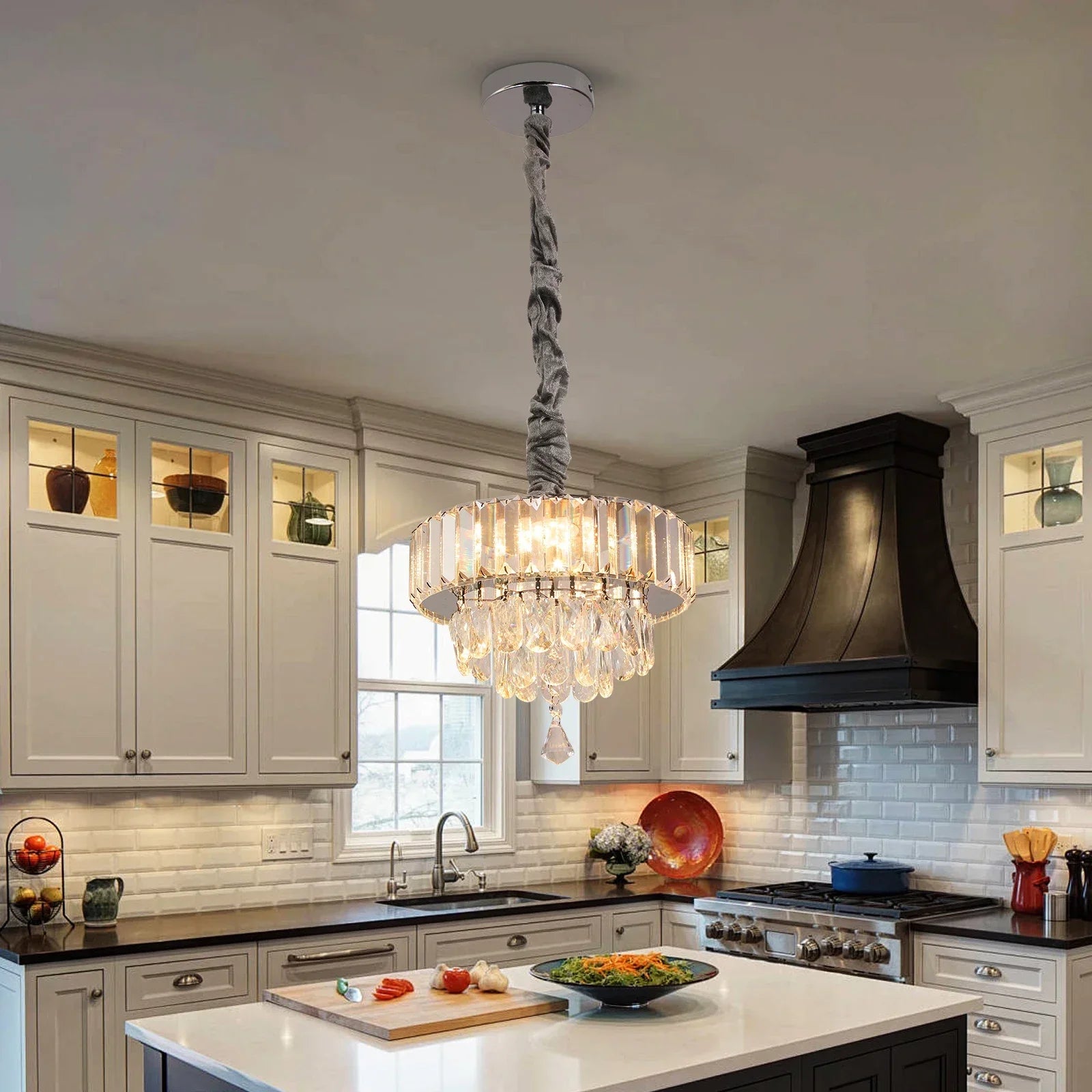 Afralia™ Crystal Pendant Chandelier: Modern Kitchen Island Ceiling Light