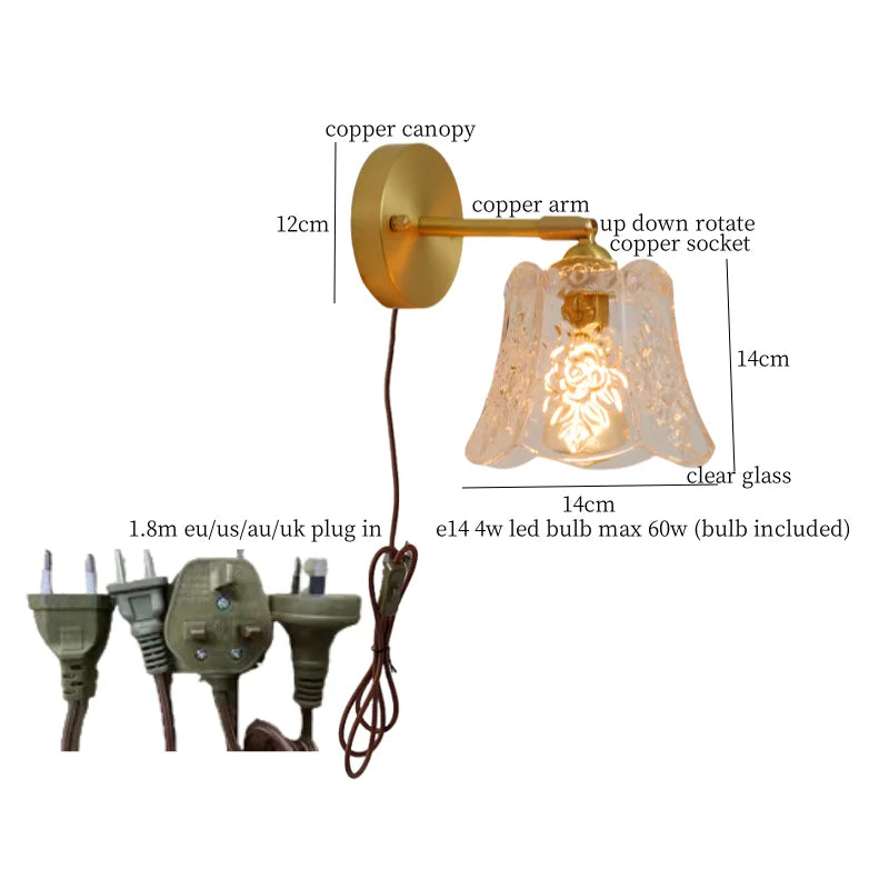 Afralia™ Bell Glass LED Wall Lamp for Living Room, Bathroom, Stair Light - Japanese Vintage Style