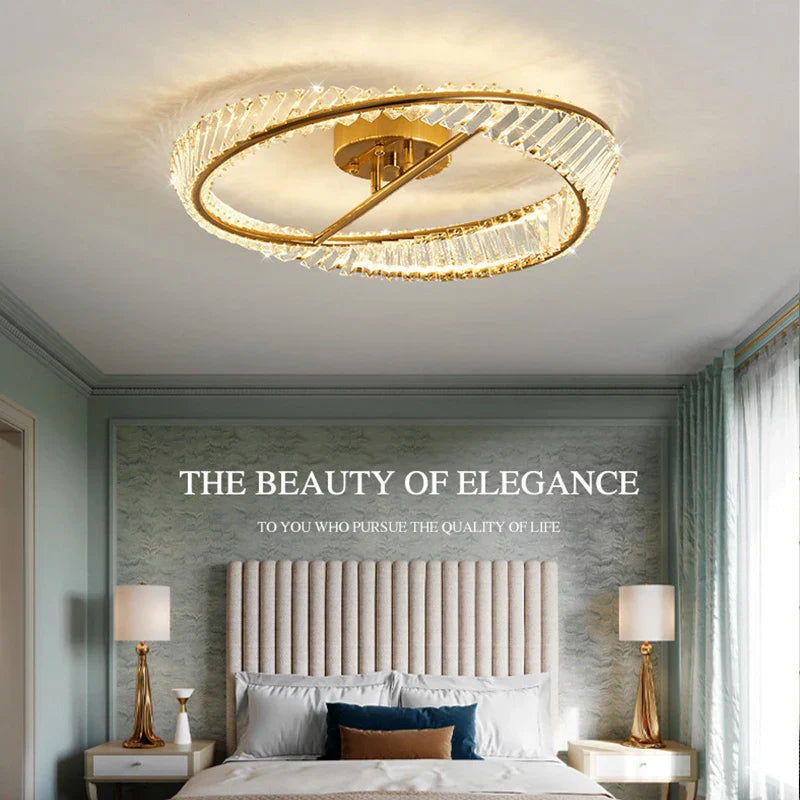 Afralia™ Nordic Luxury Crystal Ceiling Chandelier LED Lighting for Home Decor