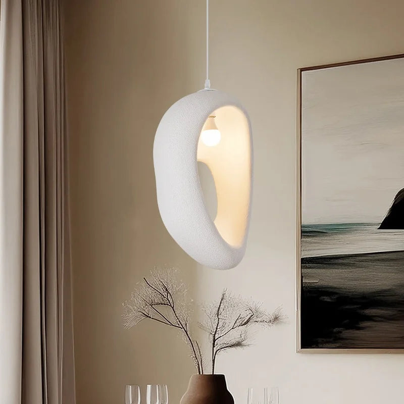 Afralia™ White Wabi Sabi E27 LED Pendant Chandelier for Home Decor & Bar, Nordic Design