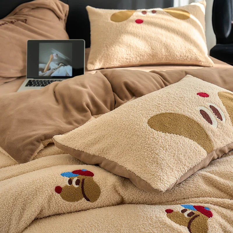 Afralia™ Winter Velvet Warmth Queen Bedding Set with Sheet and Pillowcase