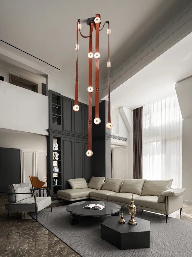 Afralia™ Designer Belt Marble Pendant Lights: Luxury Dimmable Fixture for Villa Duplex