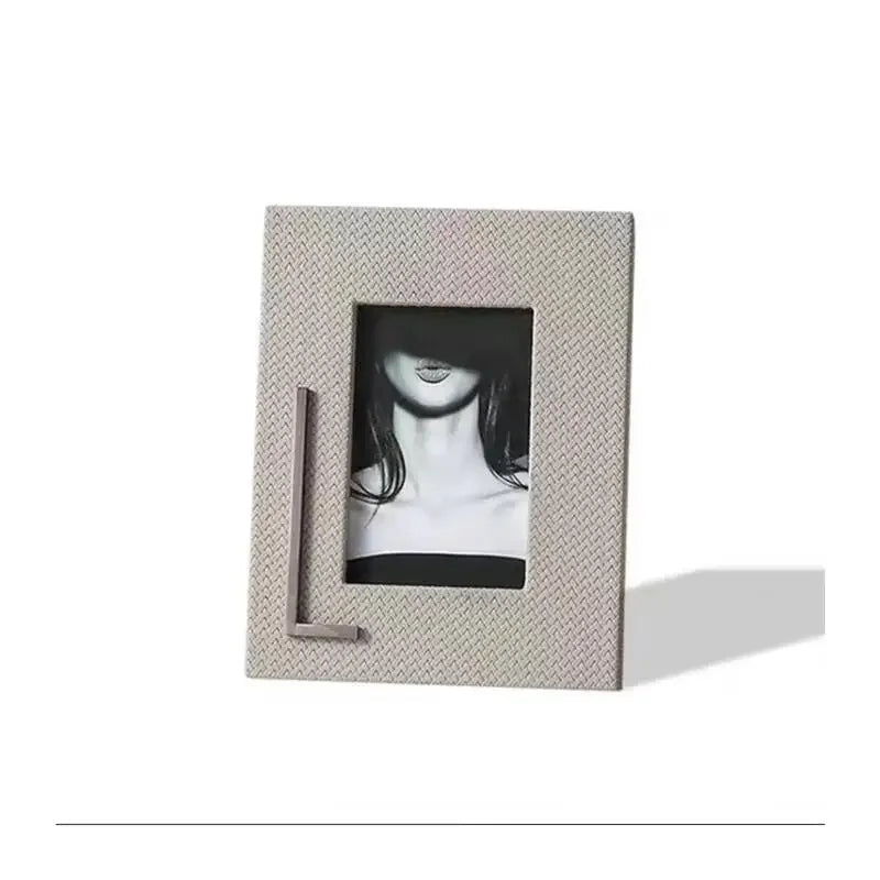 Afralia™ Hand-woven Leather Wedding Photo Gift Frame - Modern Home Decoration