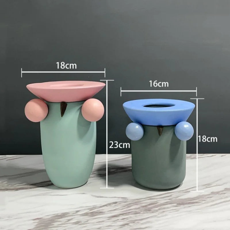 Afralia™ Geometric Ball Ceramic Vase Hand-made Home Decor