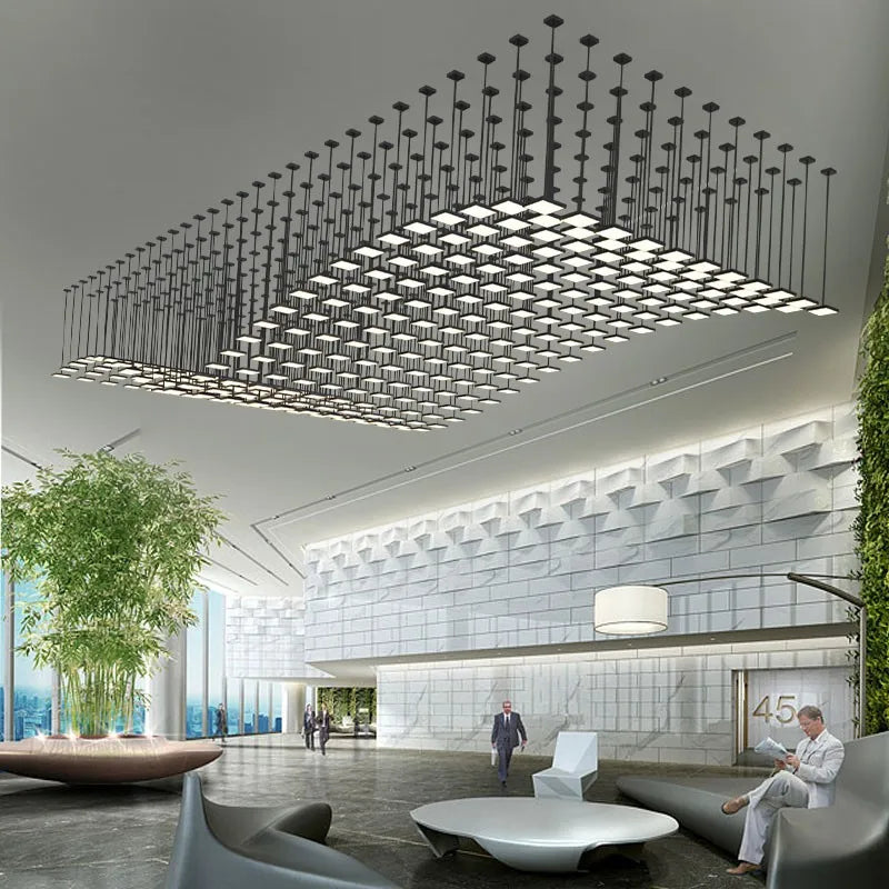 Afralia™ Acrylic Crystal Hanging Chandelier LED Ceiling Pendant Light for Living Room Lobby Customize Hotel