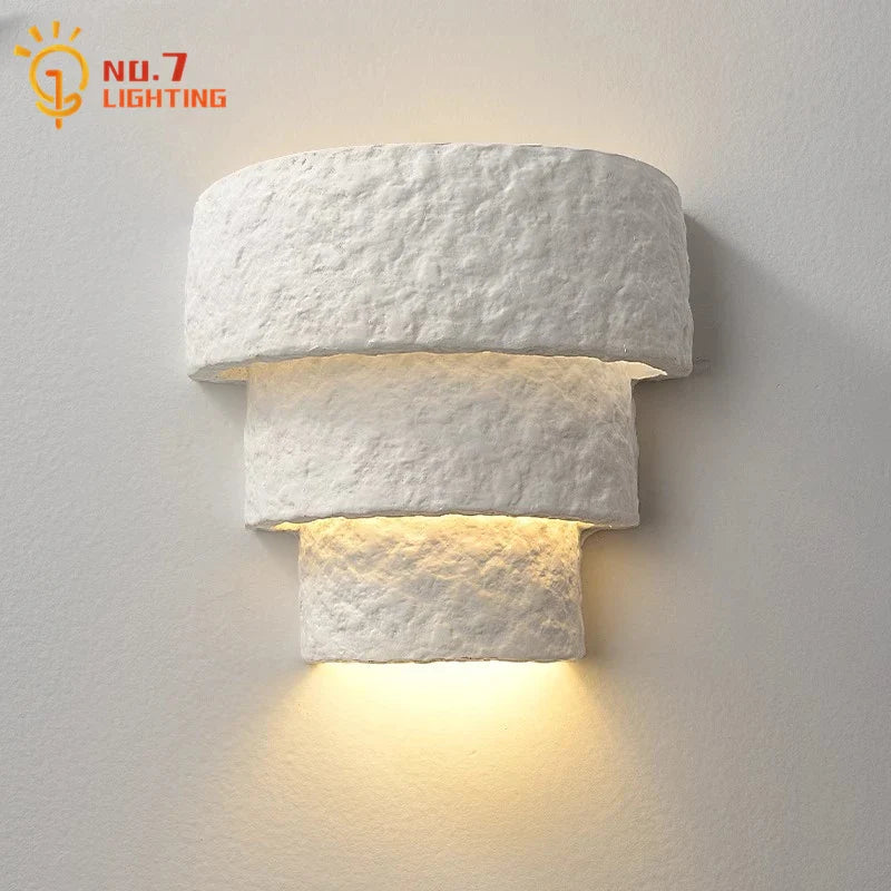 Afralia™ Bauhaus White Gypsum LED Wall Lamp for Living Room Bedroom - Minimalist Design