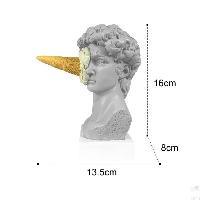 Afralia™ Ice Cream David Statue Myth Character Resin Ornament Desk Sculpture Home Decor
