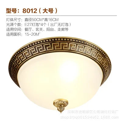 Afralia™ Classic Vintage Copper Ceiling Lamp with Round Glass Lampshade