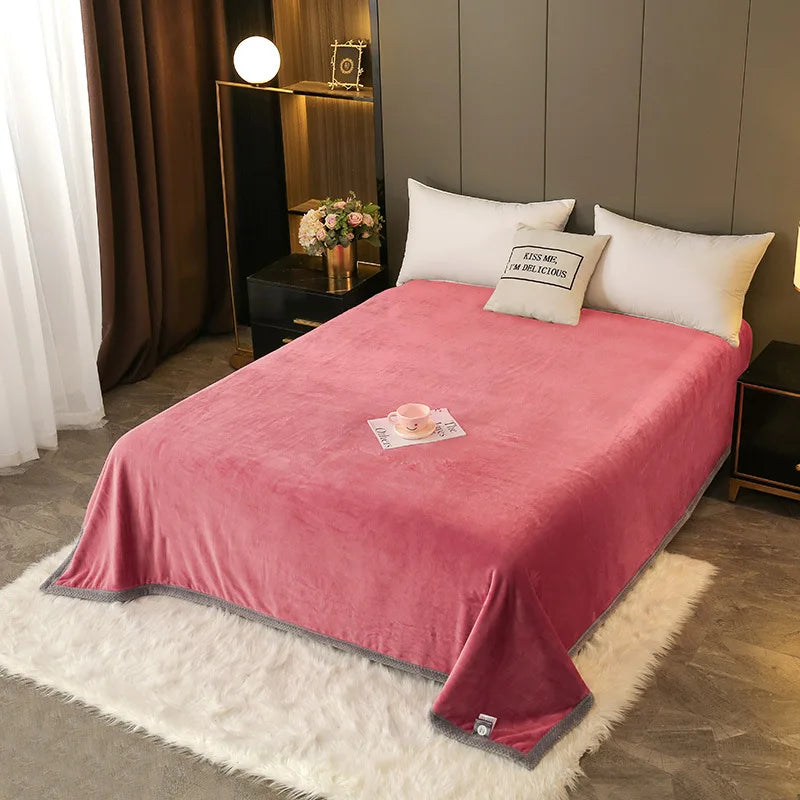 Afralia™ Plush Reversible Wide Edge Velvet Blanket: Luxurious & Skin-friendly Sofa and Office Nap Blanket