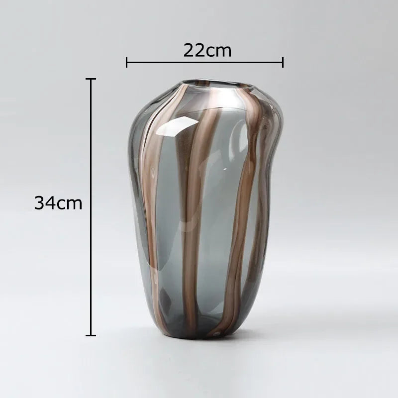 Afralia™ Striped Glass Vase: Creative Flower Arrangement Hydroponics Plant Pot Room Decor