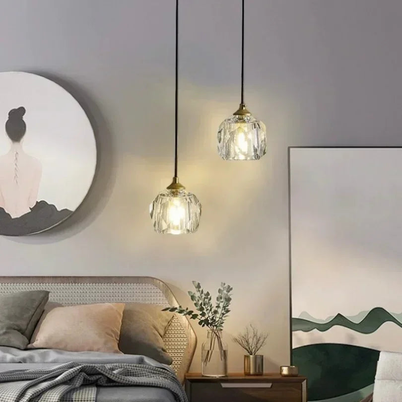 Afralia™ Modern LED Glass Crystal Pendant Light for Home Décor