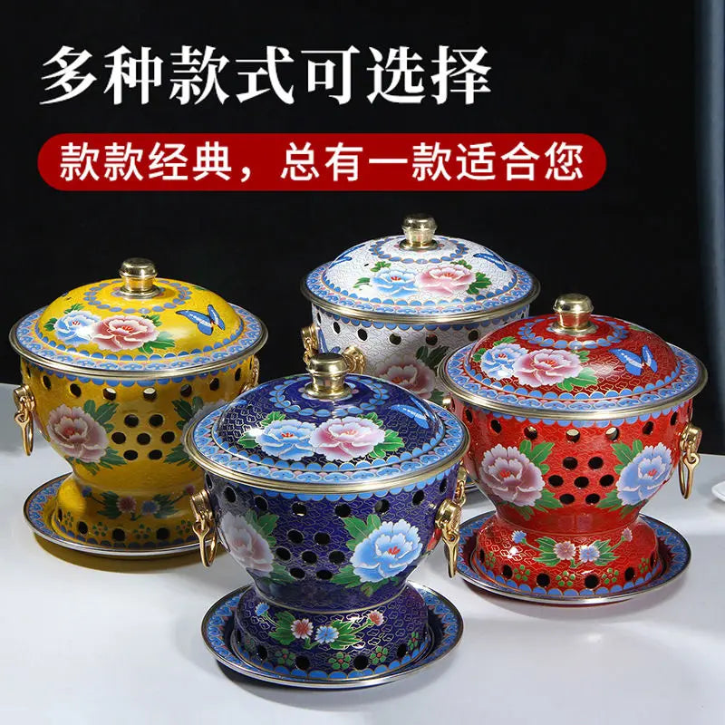 Afralia™ Single Person Enamel Hotpot & Alcohol Pot Set in Pure Copper