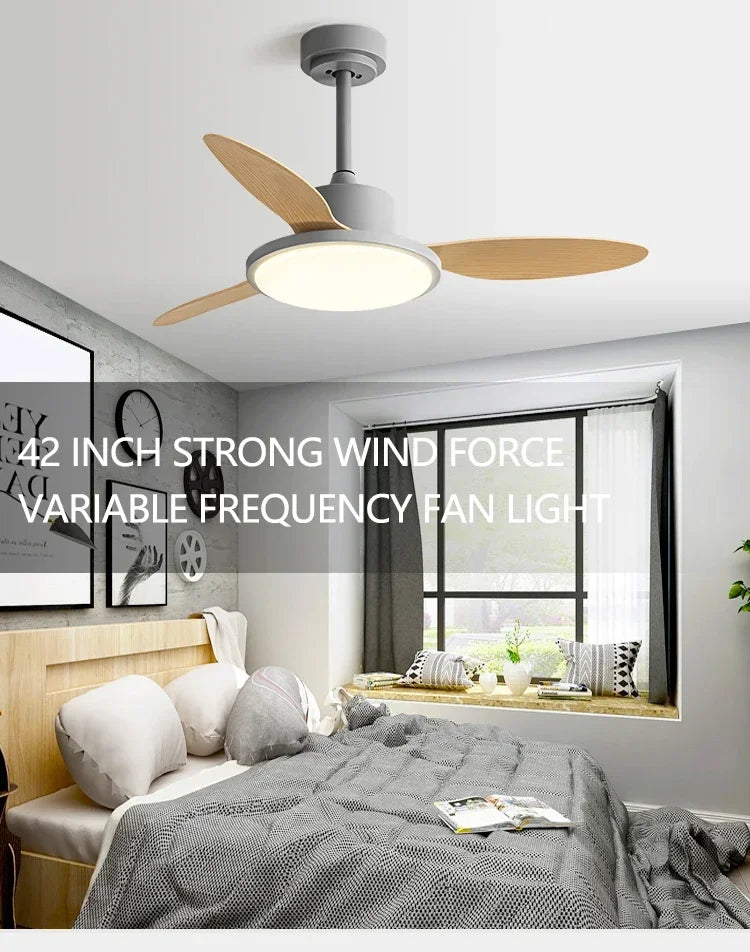 Afralia™ 42" LED Modern Design Ceiling Fan with Remote Control and Plywood Blades