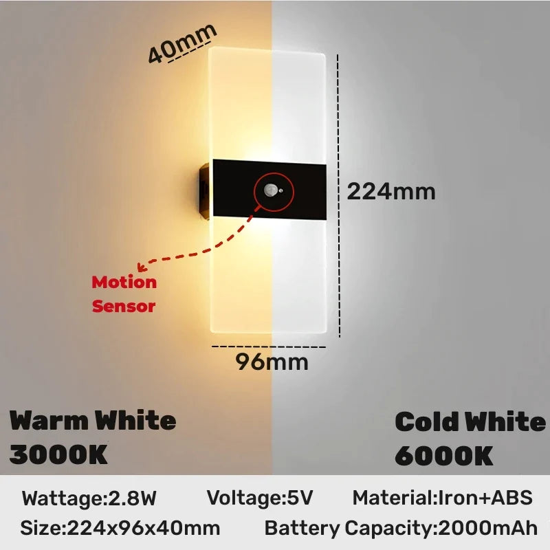 Afralia™ Wireless LED Wall Lamp Rechargeable Acrylic Sconce for Bedroom Decor