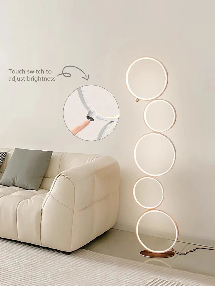 Afralia™ Modern Five-Ring LED Floor Lamp for Living Room and Bedroom