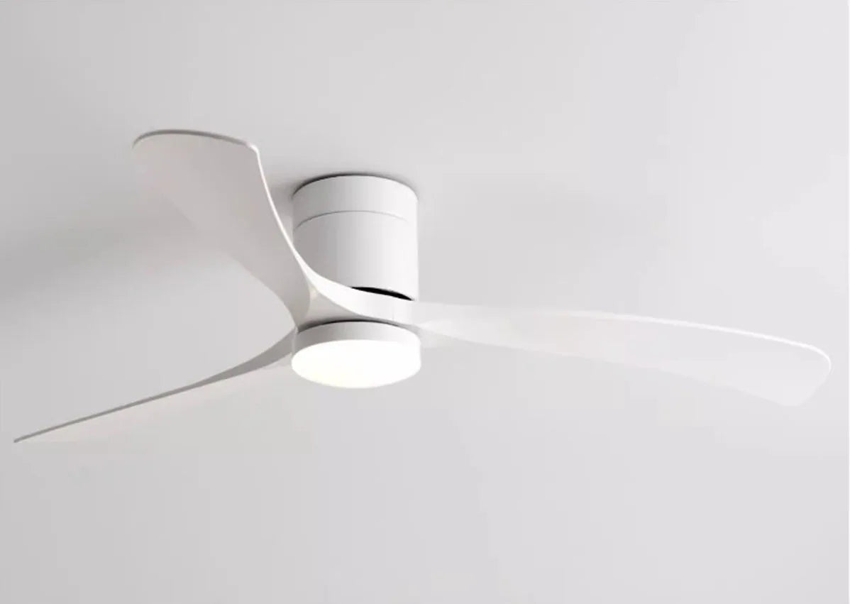 Modern Black/White ABS Blade Low Profile Ceiling Fan Light with Remote Control by Afralia™