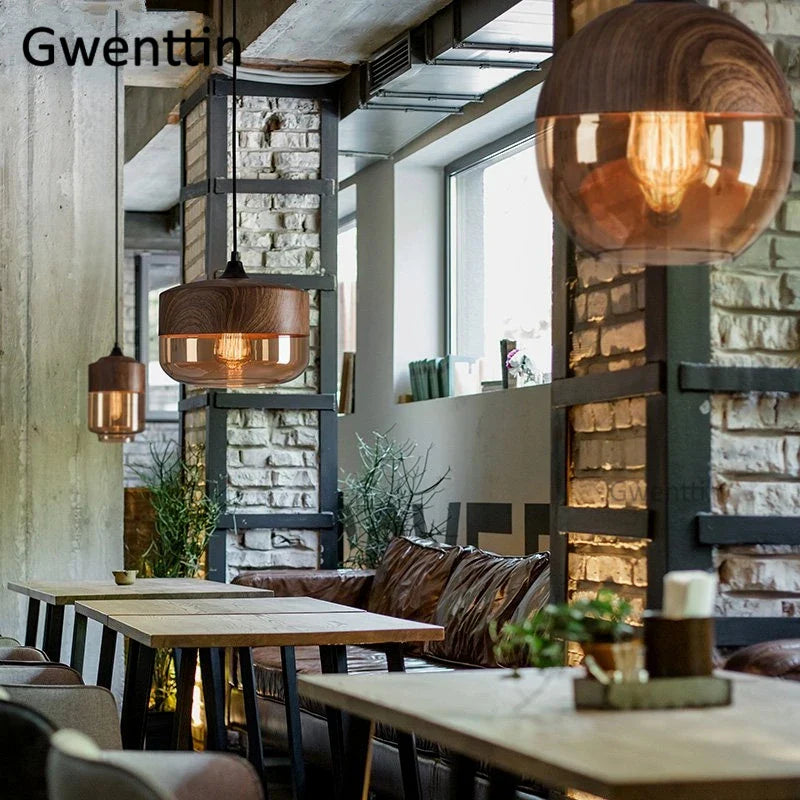 Afralia™ Vintage Industrial Glass Pendant Lights Kitchen Lighting