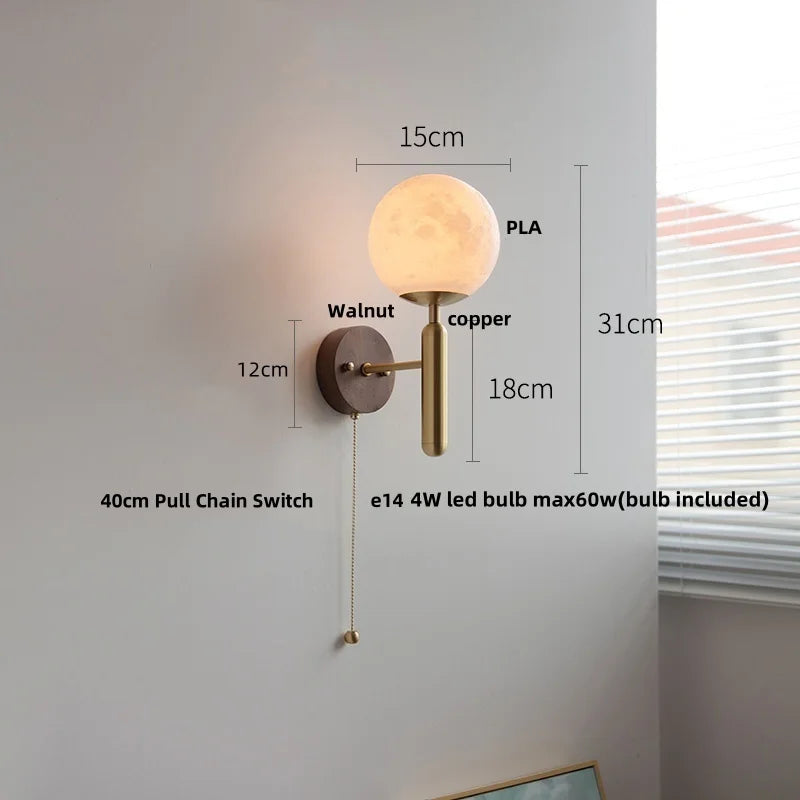 Afralia™ Modern Black Iron LED Wall Light with Glass Shade & Pull Chain Switch