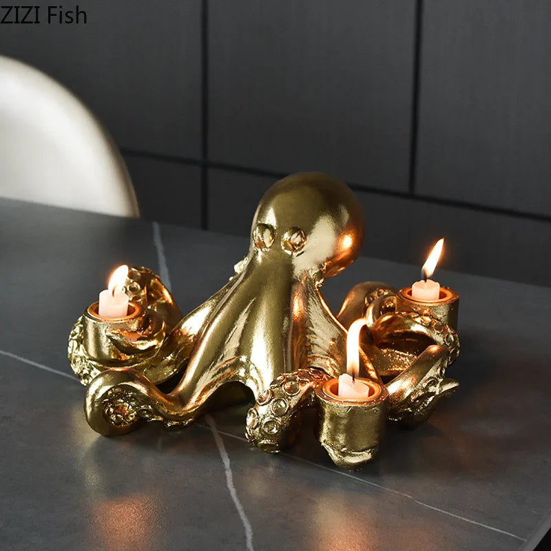 Octopus Candle Holders Afralia™: Romantic Desk Decoration for Room Aesthetic.