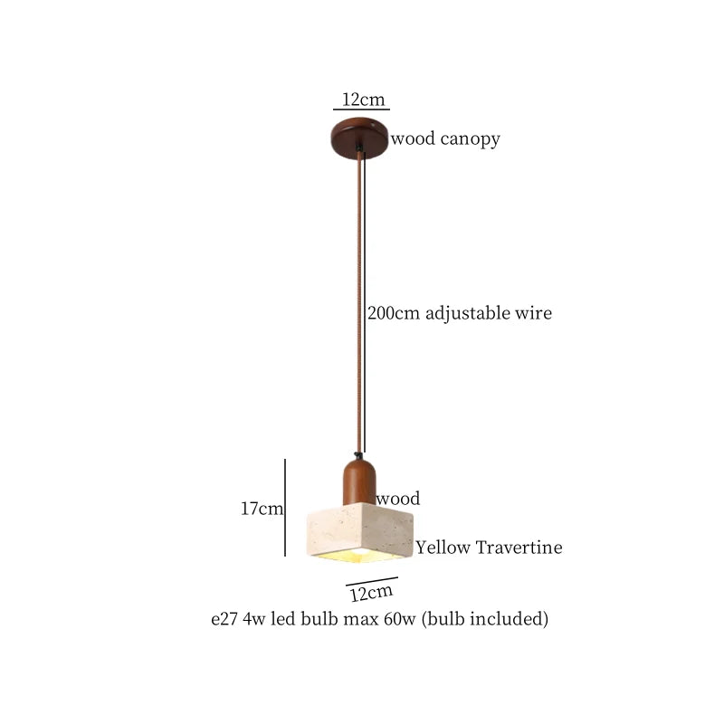 Afralia™ Yellow Travertine Pendant Light | Mid-Century Modern LED Dining Room Hanging Lamp