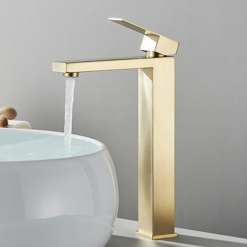 Afralia™ Matte Black & Gold Basin Faucet - Deck Mount Single Hole Bathroom Sink Tap