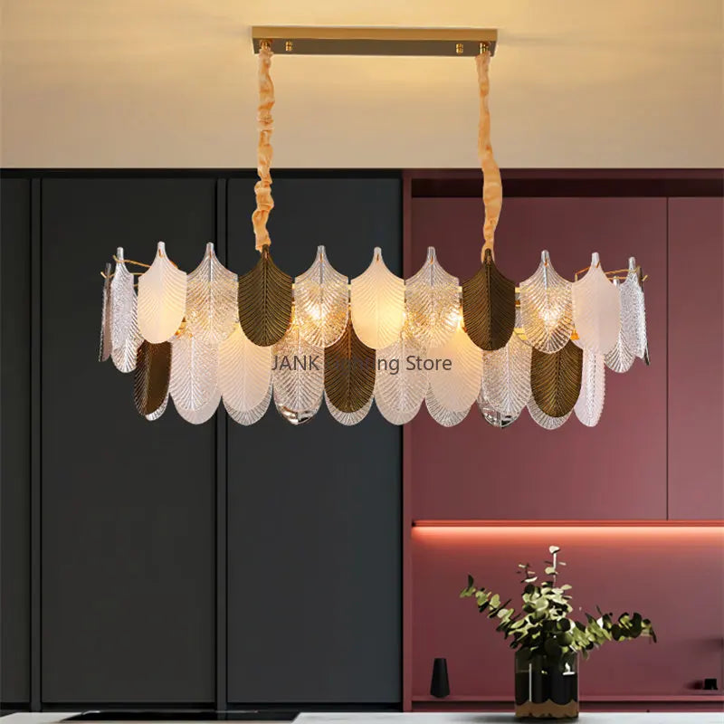 Afralia™ Luxury LED Glass Suspension Pendant Light Fixture for Home Decor