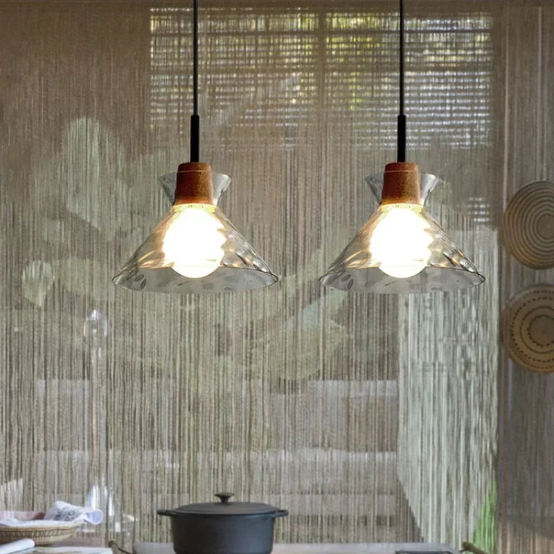 Afralia™ Clear Glass Pendant Lamp with LED Lights for Home Decor