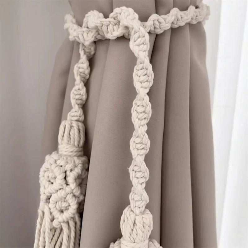 Afralia™ Macrame Curtain Tie Backs with Tassels - Boho Wall Decor & Window Accents