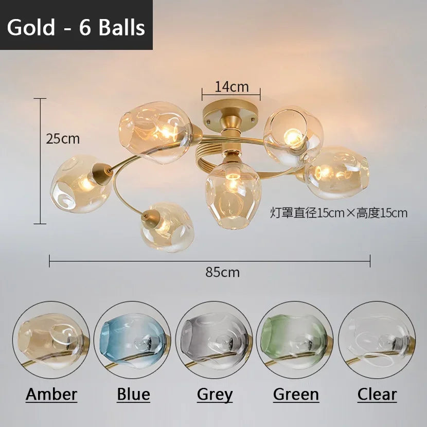 Afralia™ Glass Ball LED Chandeliers for Room Pendant Lights