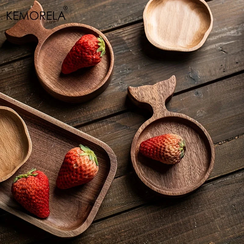 Japanese-Inspired Acacia Wooden Tea Tray | Fish-Shaped High-Value Serving Platter