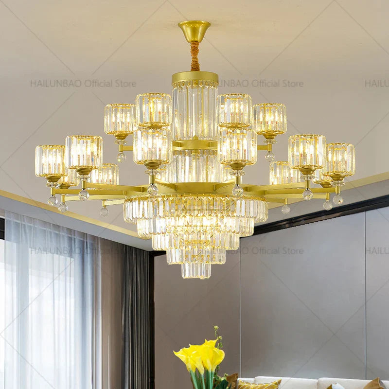 Afralia™ Crystal Chandelier: Elegant Light Luxury Villa Bedroom Living Room Lamp