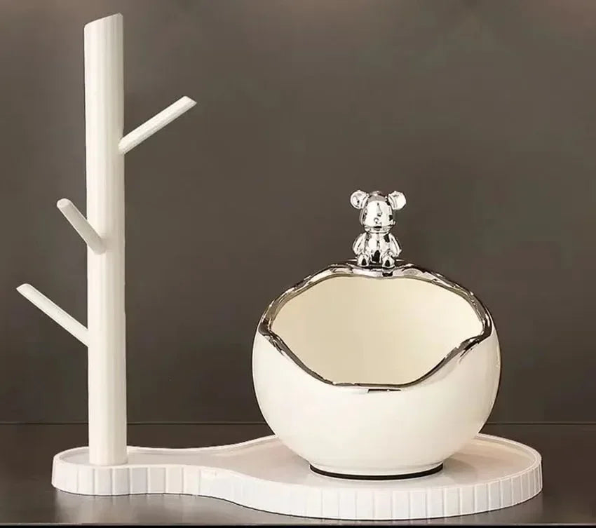 Afralia™ Ceramic Bear Tray: Modern Home Table Decor & Key Holder