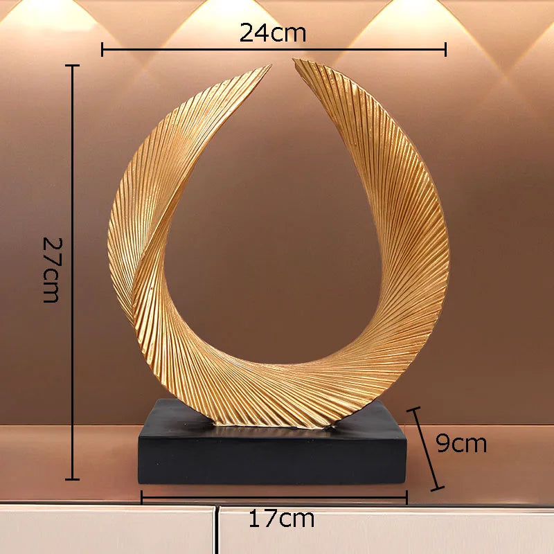 Afralia™ Golden Knot Sculpture Desk Ornament Minimalist Abstract Room Decor