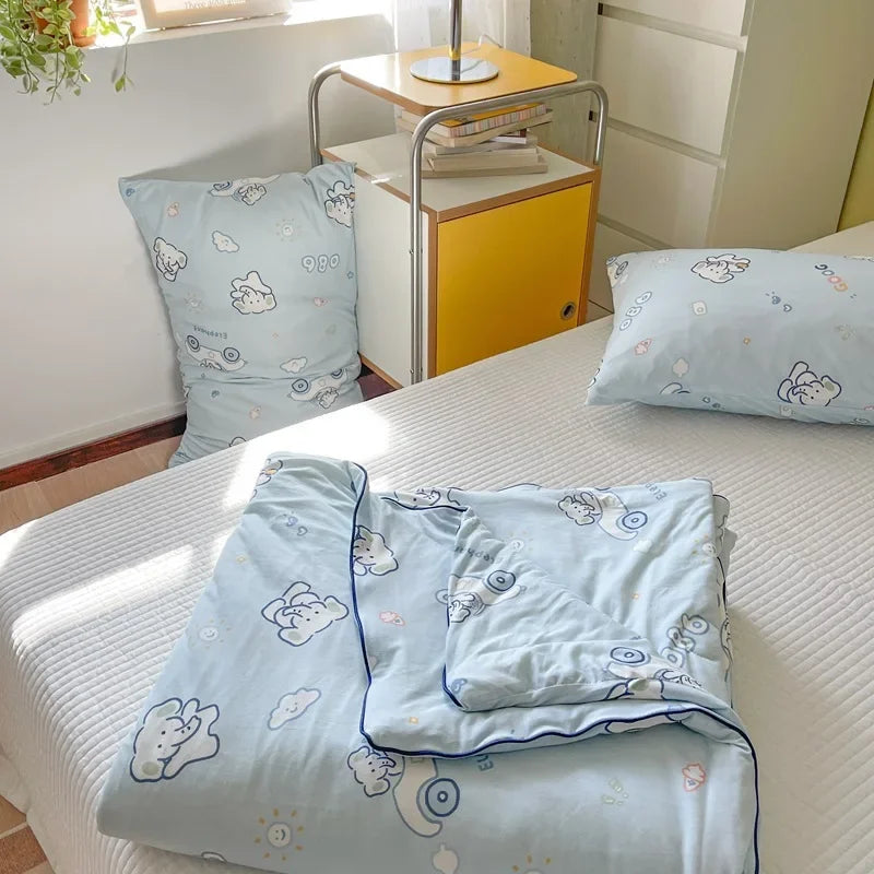 Afralia™ Cartoon Patchwork Summer Cooling Blanket Lightweight Air Condition Comforter