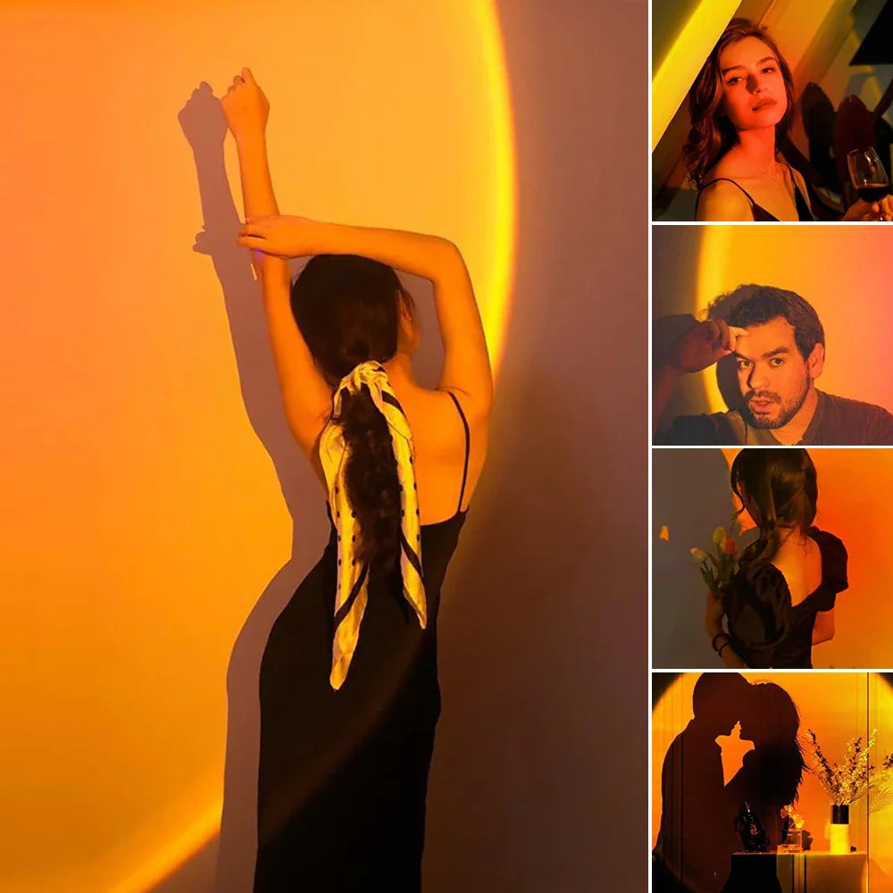 Afralia™ Rainbow Sunset LED Night Light Projector for Party Atmosphere