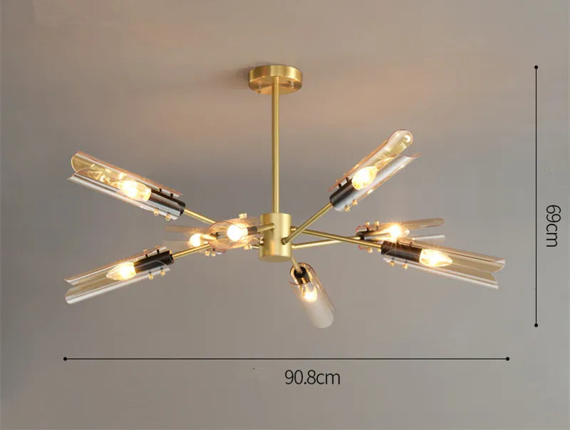 Afralia™ Modern Lustre LED Chandelier with Glass Shades - Luxury Pendant Lighting