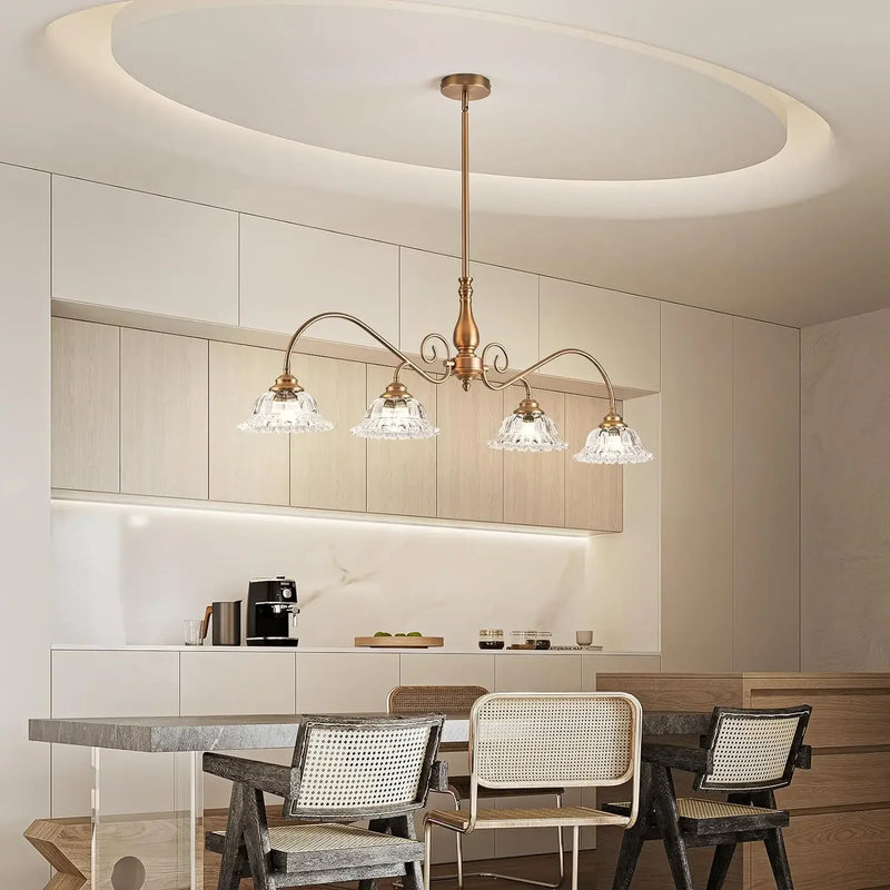 Afralia™ Brass Glass Pendant Chandelier for Kitchen Bar Bedroom Hallway