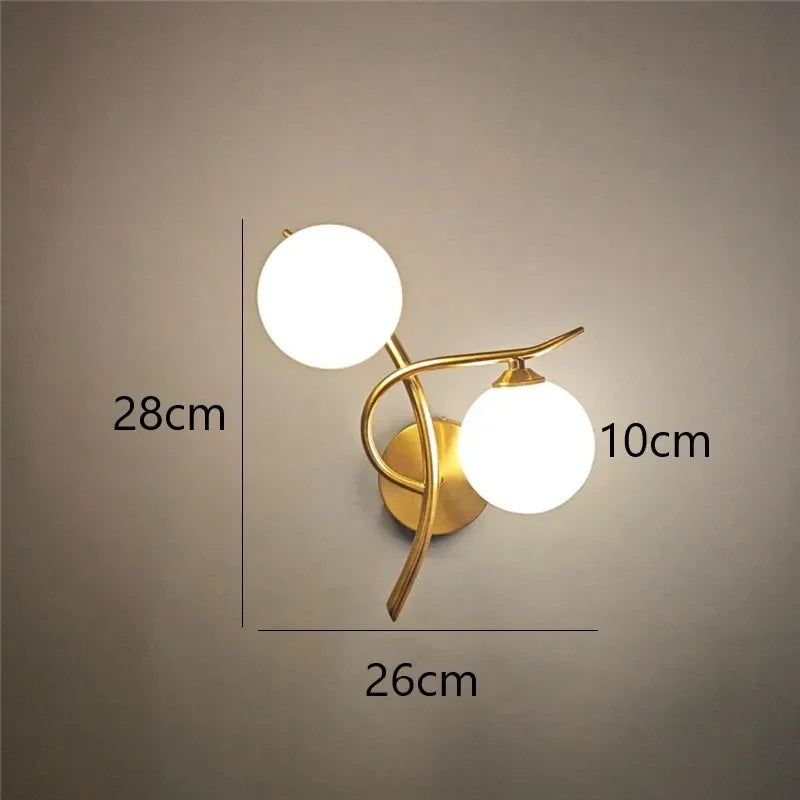 Afralia™ Nordic Iron Wall Lamps with Glass Ball Decor, LED Bedroom Light Fixtures.