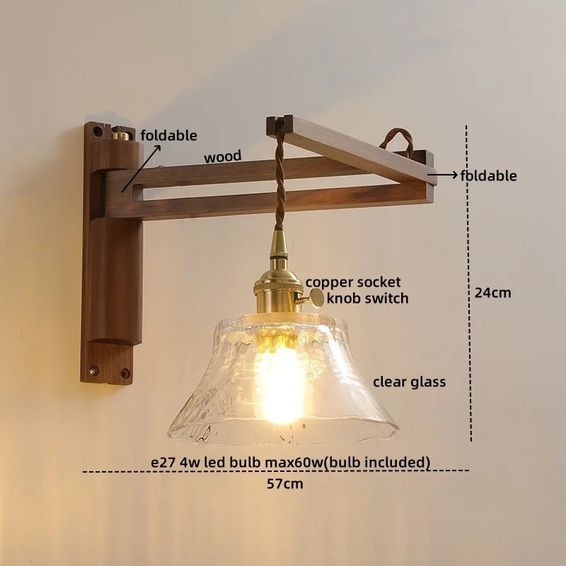 Afralia™ Walnut Copper LED Wall Lights - Modern Bedroom Balcony Living Room Decor