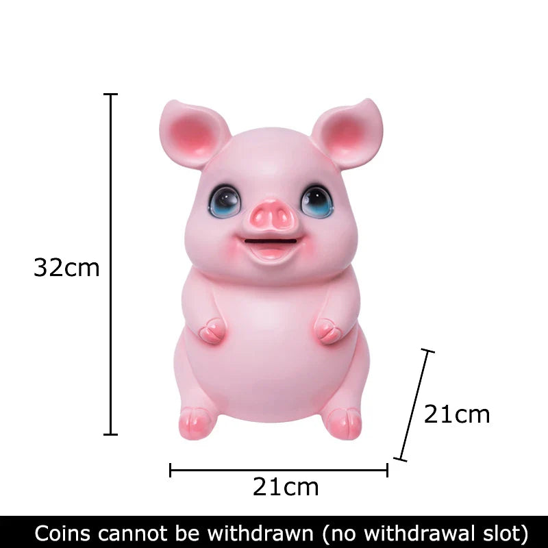 Afralia™ Cartoon Pig Child Savings Jar Piggy Bank Desk Decoration Resin Sculpture